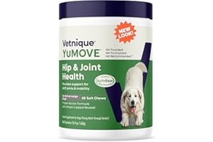 Yumove Hip & Joint Supplement for Dogs - with Glucosamine Chondroiton, Green Lipped Mussel, Hyaluronic Acid, and Omega 3 Joint Supplement for Stiffness and Mobility - 60 Chews (Large/XL Dogs)