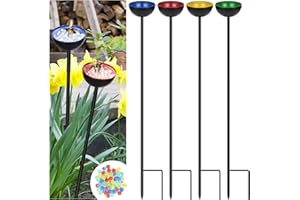 Lineshading 4 Pcs Bee Watering Station Butterfly Water Catcher Cups Small Insects Bee Feeders for Outside Feeding and Watering Metal Garden Stakes Garden Sculpture Decor
