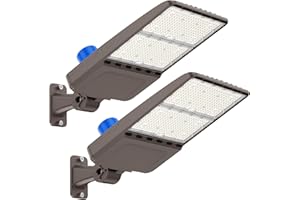 G GJIA LED Parking Lot Light 300W, UL Listed 42,000LM 5000K Shoebox Light with Dusk to Dawn Photocell,Adjustable Arm Mount, IP66 Waterproof, Commercial LED Area Security for Parking Lot,Roadway,2PACK