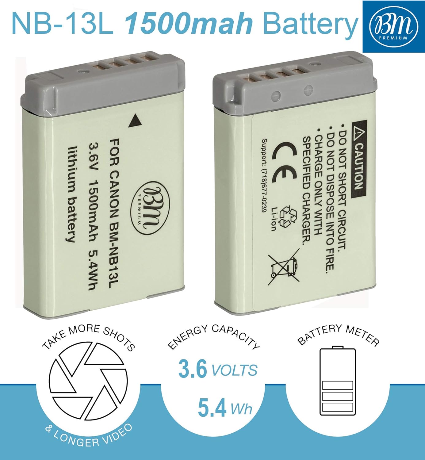 BM 2-Pack of NB-13L Batteries and Dual Battery Charger for Canon PowerShot SX740 HS, G1 X Mark III, G5 X, G5 X Mark II, G7 X, G7 X Mark II, G7 X Mark III, G9 X, G9 X Mark II, SX620 HS, SX720 HS Camera : Camera & Photo