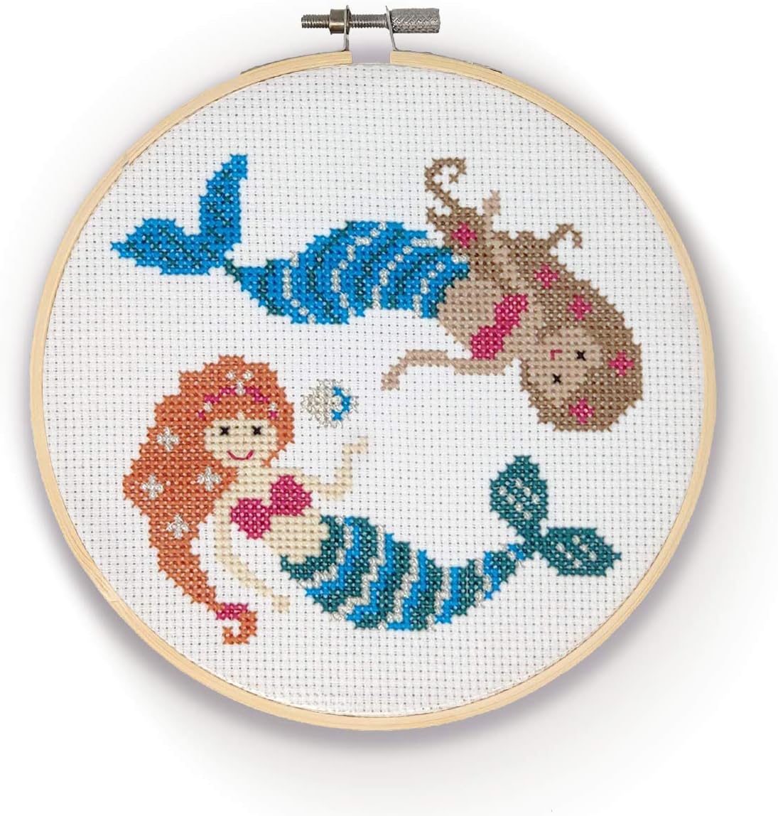 The Crafty Kit Company Mermaids DIY Cross Stitch Craft Kit for Beginners Kids and Adults - Made in The UK - Image 3