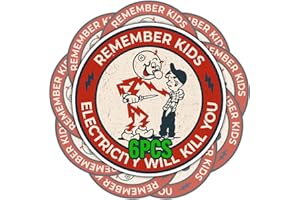 6Pcs/Pack Geetez Remember Kids Electricity Will Kill You Sticker Reddy Kilowatt Warning Caution Funny Stickers Decal for Elec