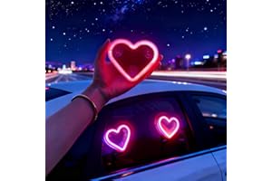 Exteriork Solar Powered Wireless LED Heart Shape C-Pillar Neon Light, Five Lighting Modes Wireless LED Car Interior Decoratio