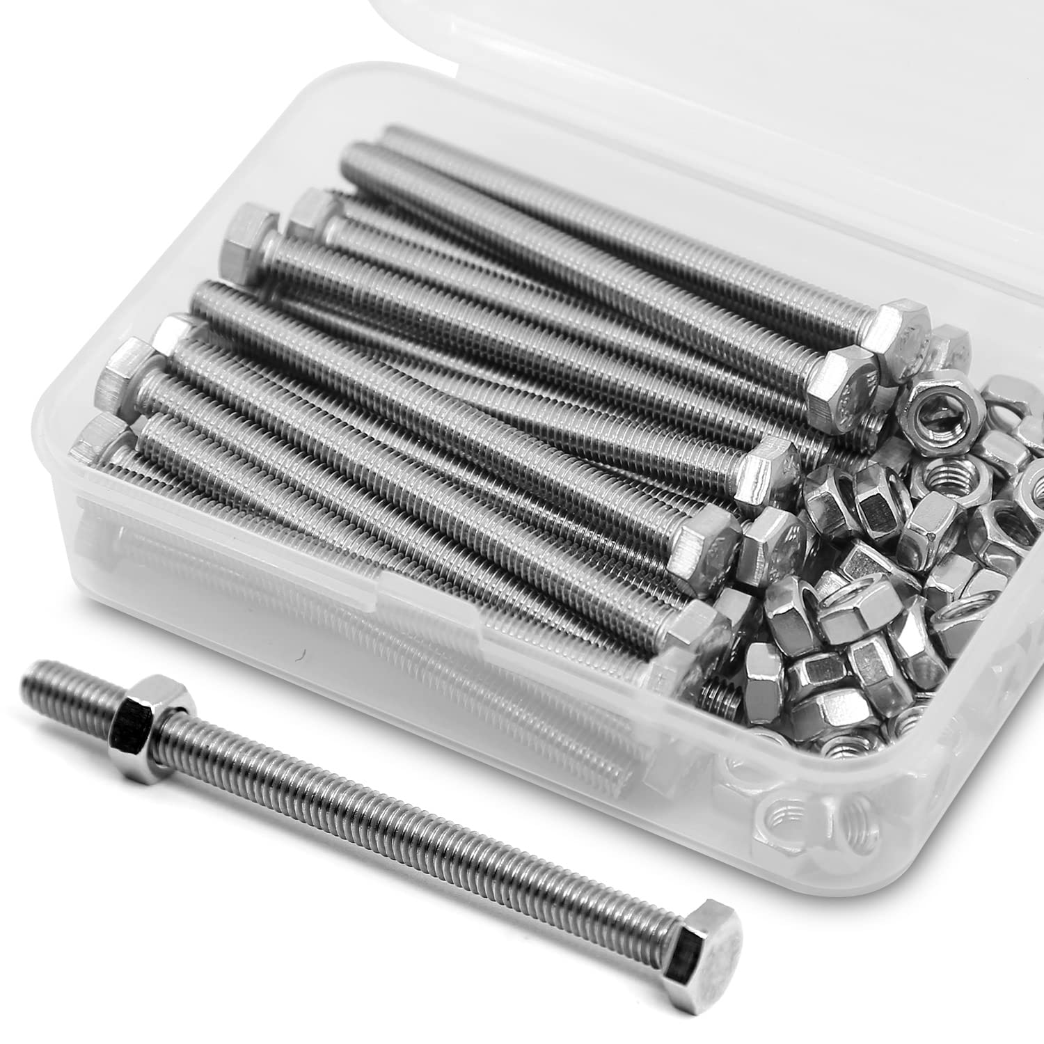 M5 x 70 mm, 25 pieces, 304 stainless steel hexagon screws, bolts and nuts set, machine screws