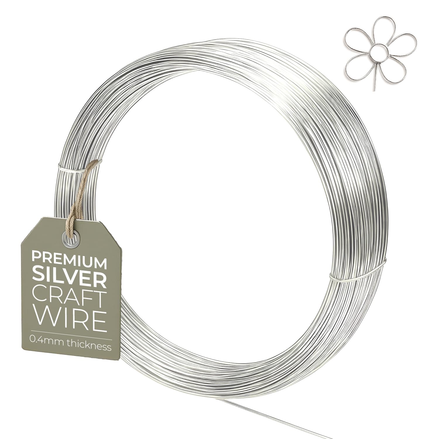 0.4mm (26 Gauge) x 20m Silver Plated Non-Tarnish Craft Wire for Jewellery, Wire Wrapping, Sculpting, Hobby Craft, Wire Modelling