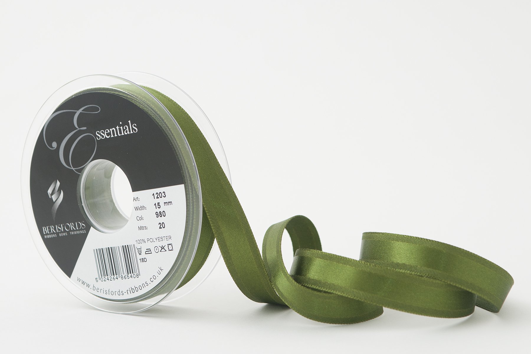 Berisfords Grace Ribbon, Polyester, Cypress, 15 mm