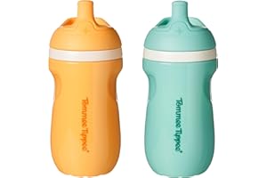 Tommee Tippee Insulated 9oz Sporty Spout Toddler Water Bottle, No Spill, Sippy Cups for Toddlers 1-3, Two-Piece Valve Helps S
