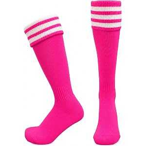 COUVER Youth Knee High Tube Socks - Kids Triple Stripe Athletic Nylon Sports Socks for Soccer, Baseball, Softball & Cheer, Ne