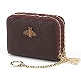 imeetu RFID Credit Card Holder, Small Leather Zipper Card Case Wallet for Women