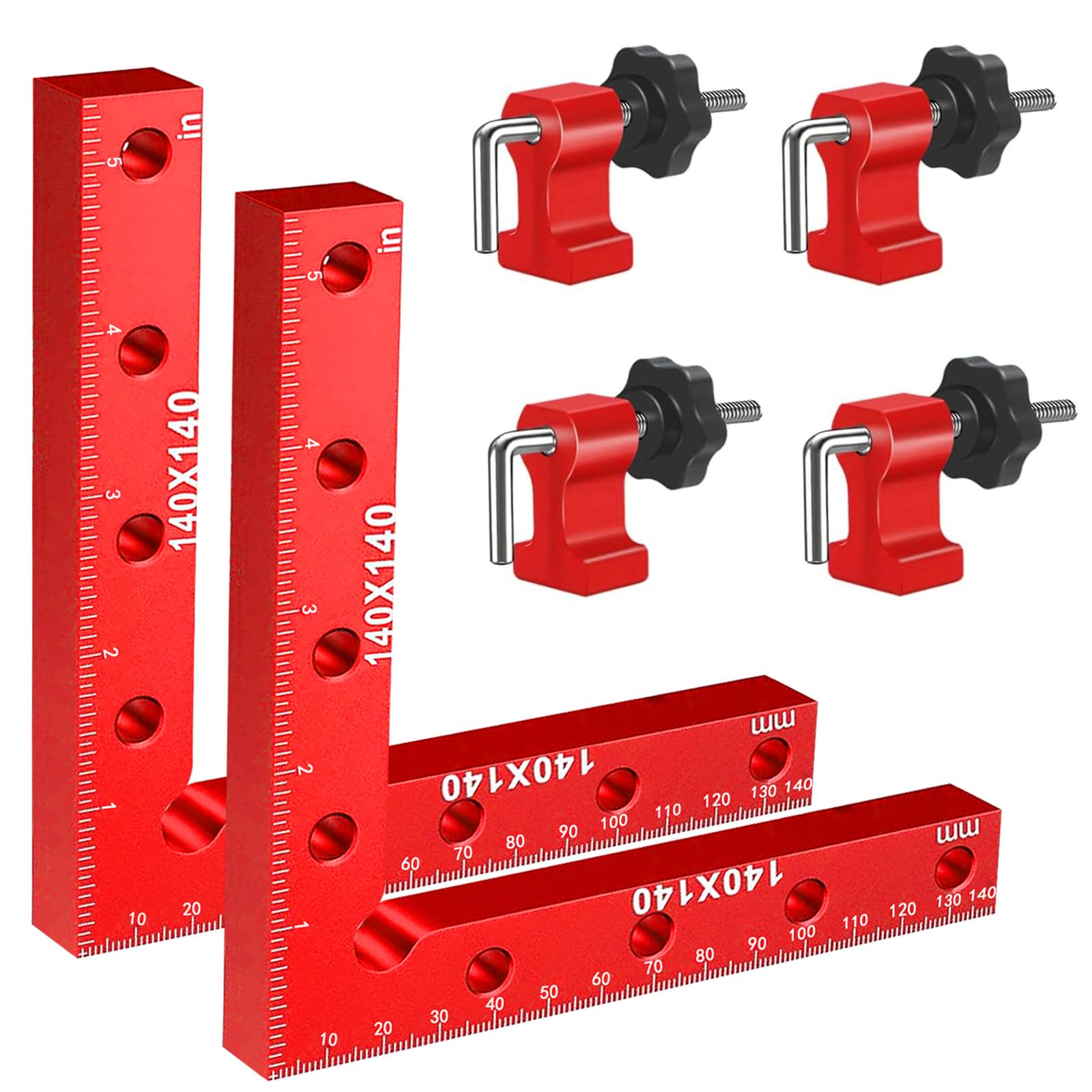 Avtytsda 90 Degree Right Angle Positioning Square Clamp - Professional Woodworking Block Tool, Aluminum Alloy for Drawers, Picture Frames (Front Label)