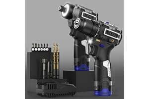 NCOEN 12V Power Cordless Drill and Impact Driver Combo with 2 Batteries and Fast Charger (3/8"Drill & 1/4"Hex Impact Driver) Drill and Impact Set for Home Installation,DIY tools