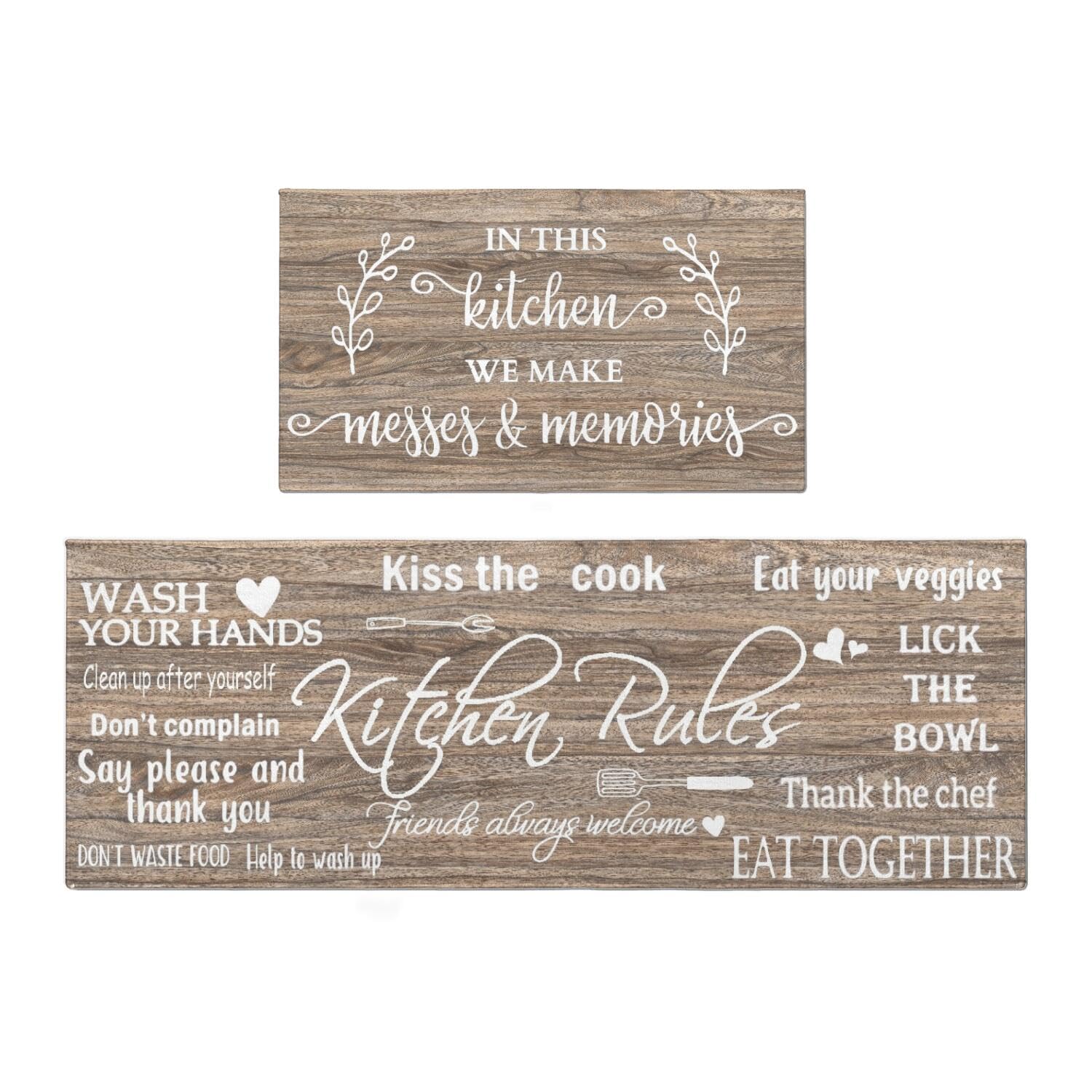 Photo 1 of Farmhouse Kitchen Rug Sets of 2 Piece Non Slip Kitchen Rugs and Mats Washable Kitchen Mats for Kitchen Floor Mat Carpet Runner Rugs for Hallway Laundry Decor 17”x30“+17'' X 47''