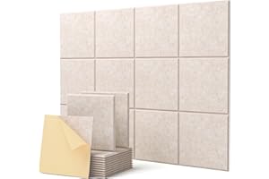 Soundsbay Acoustic Panels Soundproofing Panels, 12 Pack Self Adhevise Acoustic Wall Panels High Density Sound Absorbing Panel