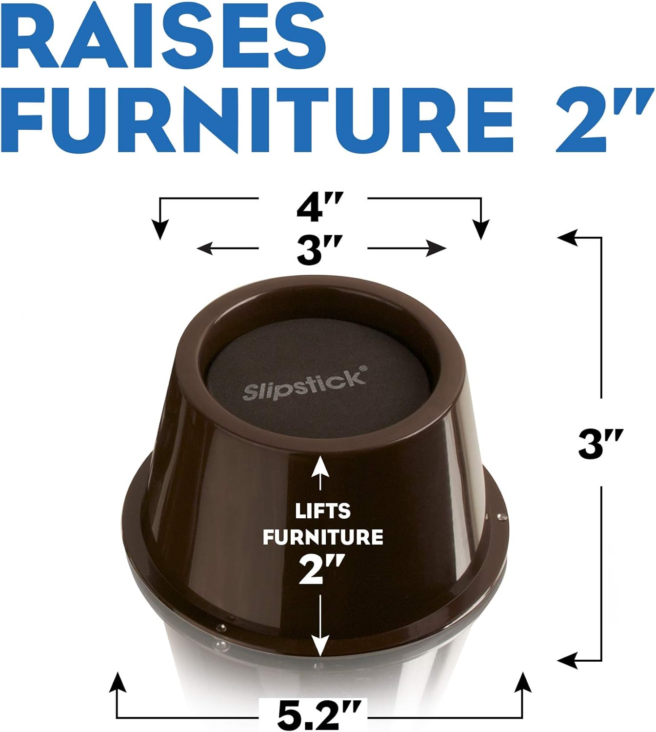 Slipstick CB654 2 Inch Lift Furniture Risers / Bed Risers, Adds 2" Height to Heavy Furniture or Beds (Set of 4) Supports 2,000 lbs: Home Improvement