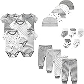 JELYLOVE Unisex Baby Boy Girl Layette Sets Bodysuits Pants And Accessories 19 Packs Comfort Infant Outfit New Born Essentials