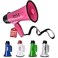 PYLE-PRO Portable Megaphone Speaker Siren Bullhorn - Compact and Battery Operated with 20 Watt Power, Microphone, 2 Modes, PA Sound and Foldable Handle for Cheerleading and Police Use PMP24PK (Pink)