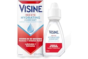 Visine Red Eye Hydrating Comfort Redness Relief and Lubricant Eye Drops to Help Moisturize and Relieve Red Eyes Due to Minor Eye Irritations Fast, Tetrahydrozoline HCl, 0.5 fl. oz