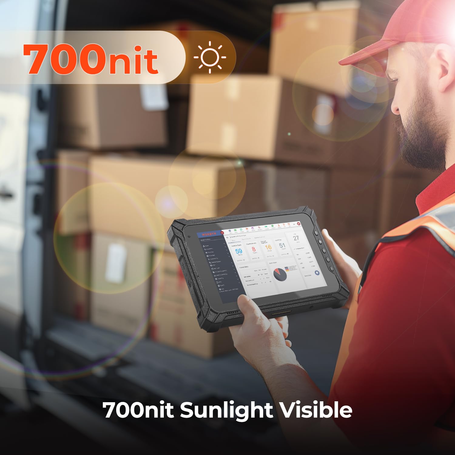 MUNBYN Rugged Windows Tablet with Barcode Scanner IRT06, 8