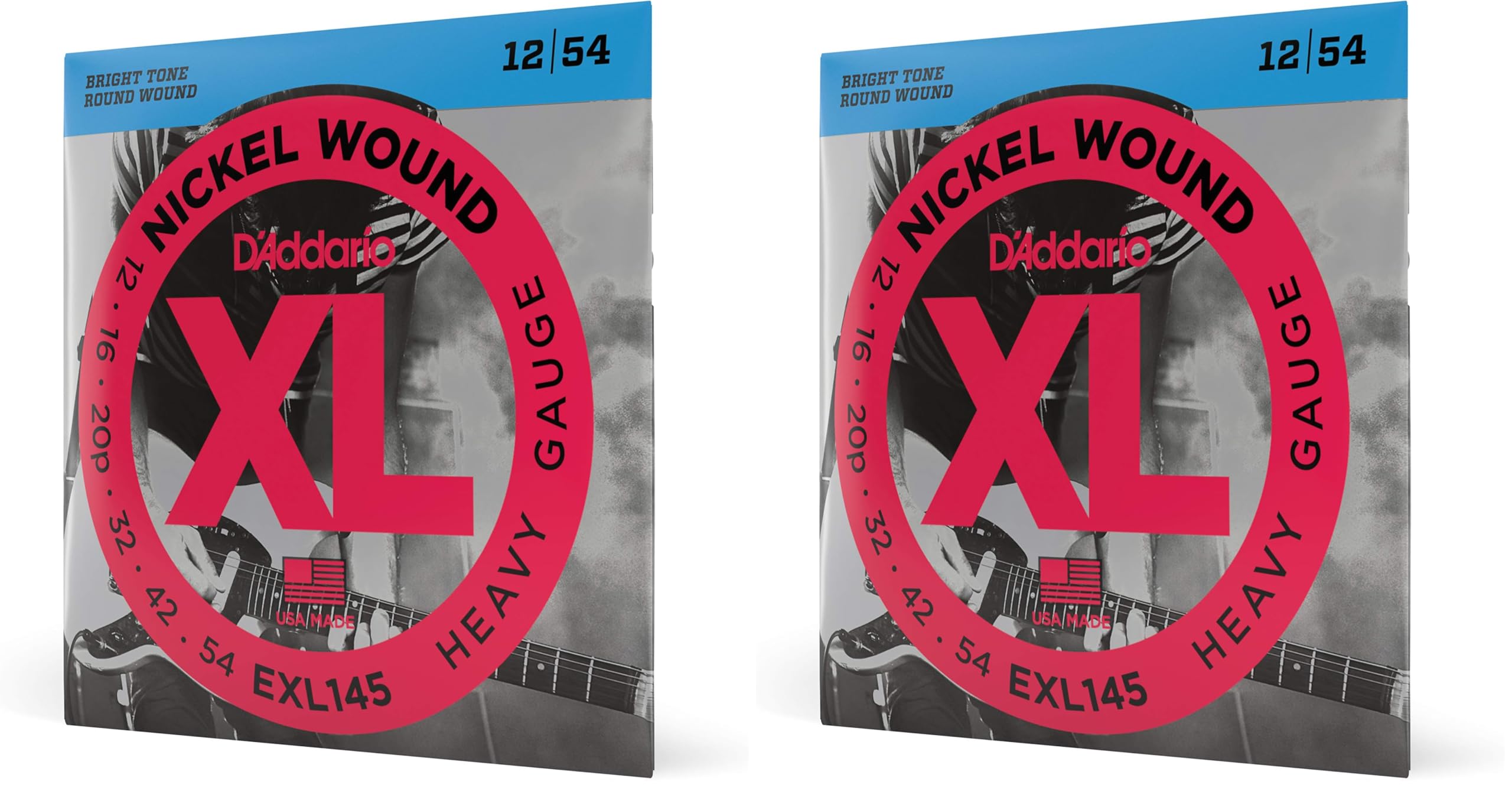 D'Addario Guitar Strings - XL Nickel Electric Guitar Strings - EXL145 - Perfect Intonation, Consistent Feel, Reliable Durability - For 6 String Guitars - 12-54 Heavy Plain Third (Pack of 2)