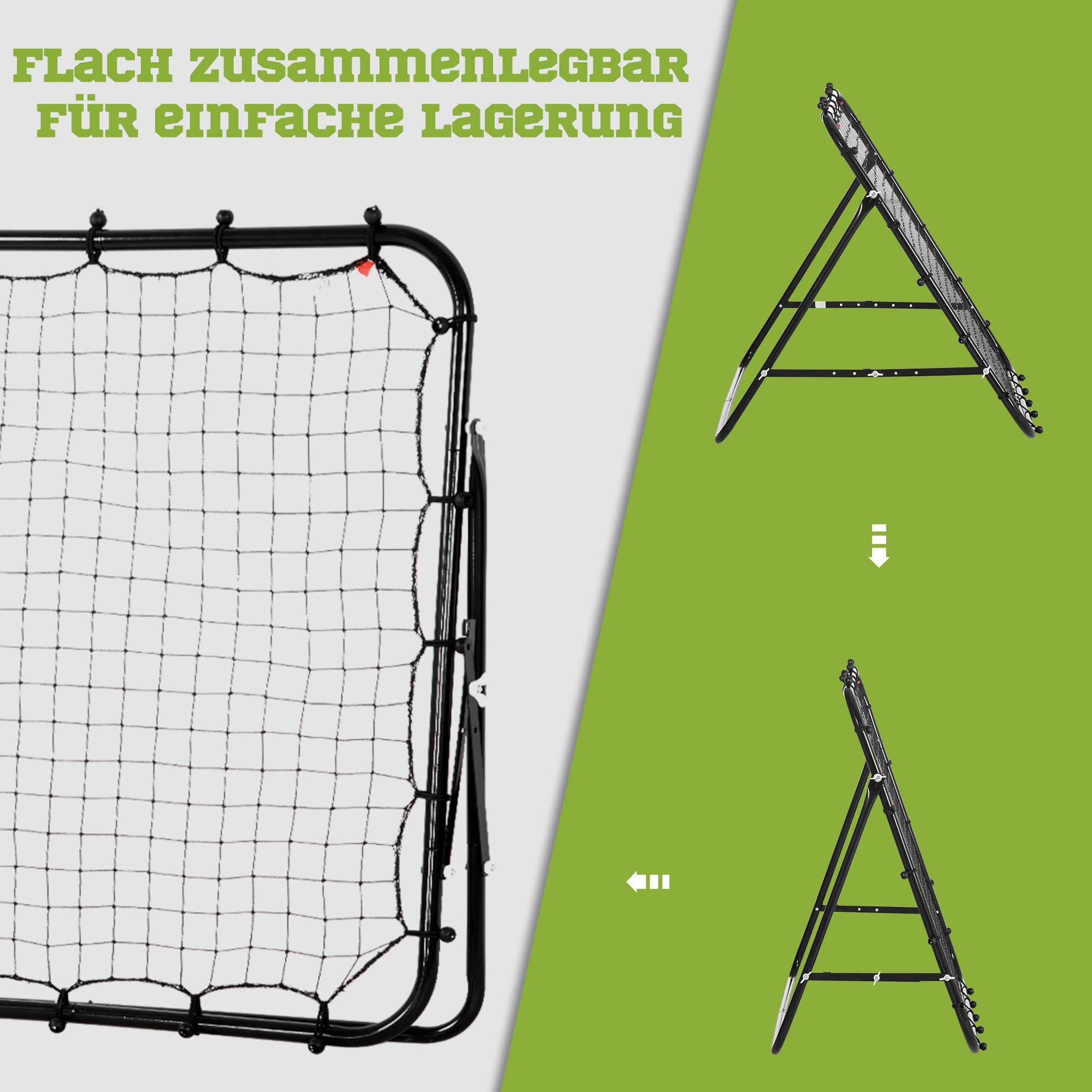HOMCOM Rebounder für Fußball, 84 x 84 cm Fussball Rebounder mit stufenlos verstellbarem Winkel, Kickback Rückprallwand Fußballtor für Jugendliche Schuss-, Pass- und Ballannahmetraining Schwarz 3
