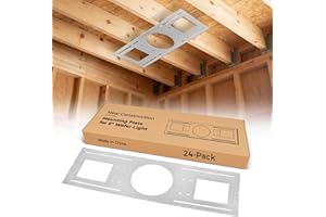 Cycevsun 24-Pack New Construction Mounting Plate, Wafer Light Rough in Plate for 6" Recessed Lights, Galvanized Steel with Measurement Markings, Pre-Cut Openings 6.25"