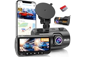 DOHONEST 4K Dash Cam Front and Rear - with GPS and WiFi - Night Vision, 24H Parking Mode, Compact Design, Easy USB Setup, 170° Wide-Angle, Free 32GB SD Card, for Cars, SUVs, Trucks