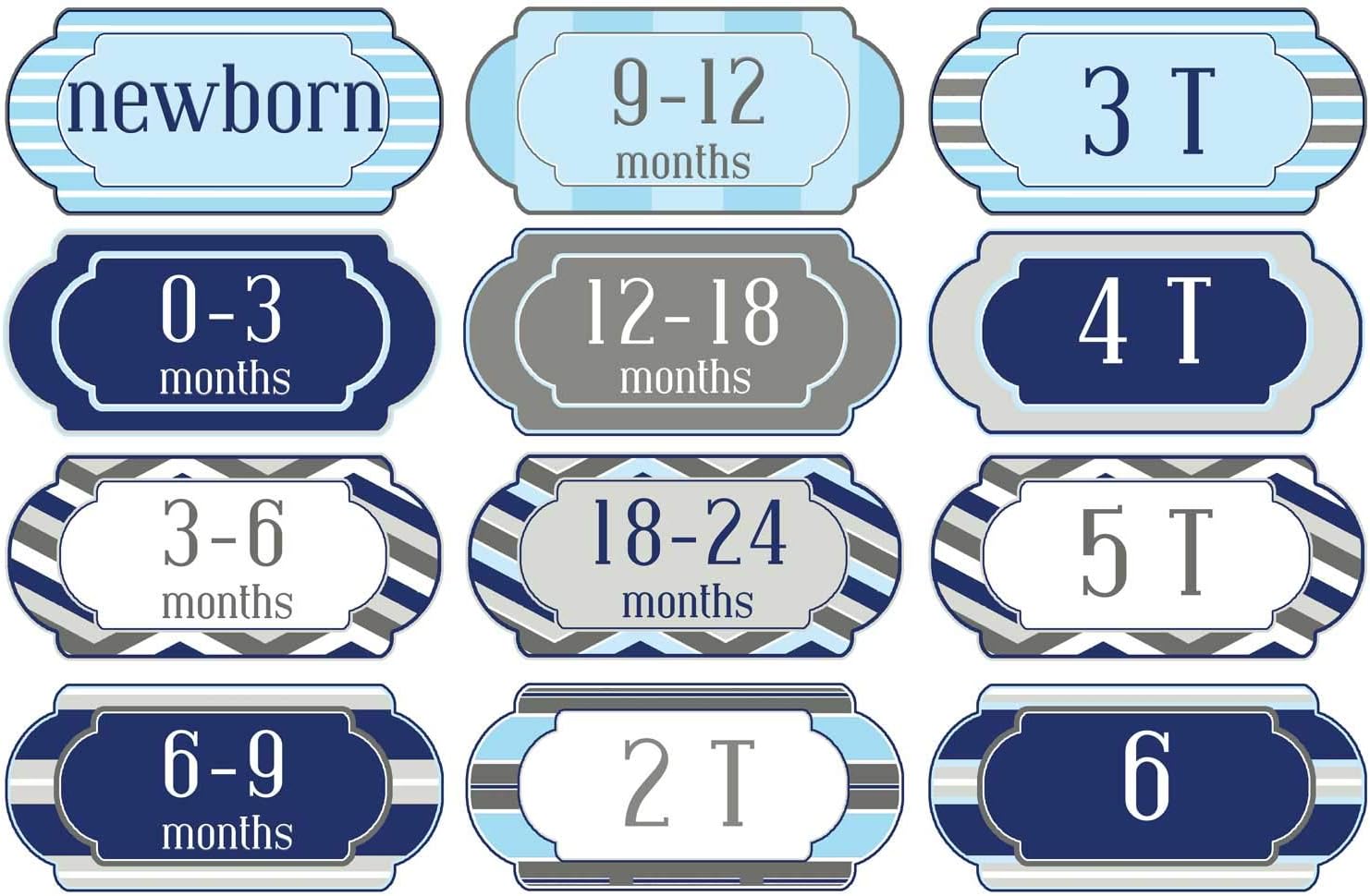 Mumsy Goose Boy Nursery Clothes Drawer Labels Navy Blue Grey Bin Organizers Nautical Dresser Stickers