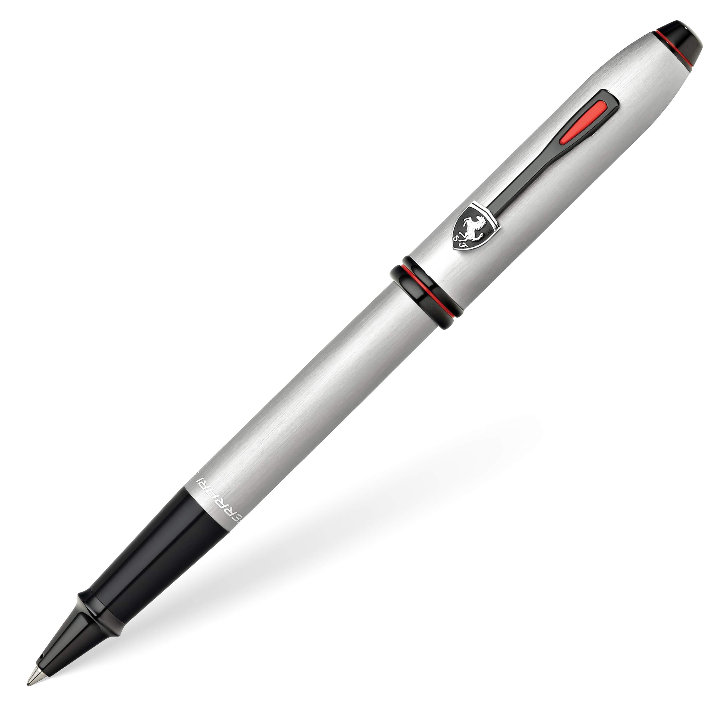 Cross Townsend Ferrari Rollerball Pen - Medium Line Width - Black Ink - Chrome/Aluminium Grey - Includes Premium Gift Box