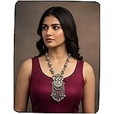 Siddhatva Indian Afghani Designer Oxidized Silver Fashion Handmade Boho Tribal Gypsy Ethnic Enamel Long Necklace Jewelry Women