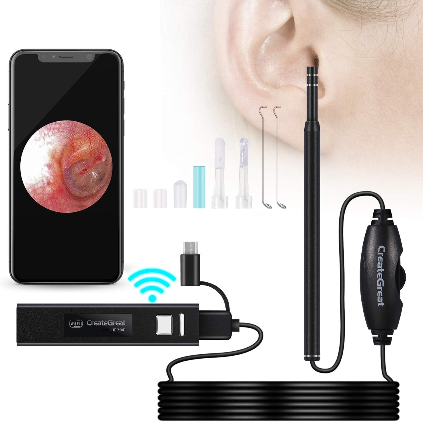 KONKY Ear Cleaner Digital Otoscope with Ear Wax Removal Tools Ear