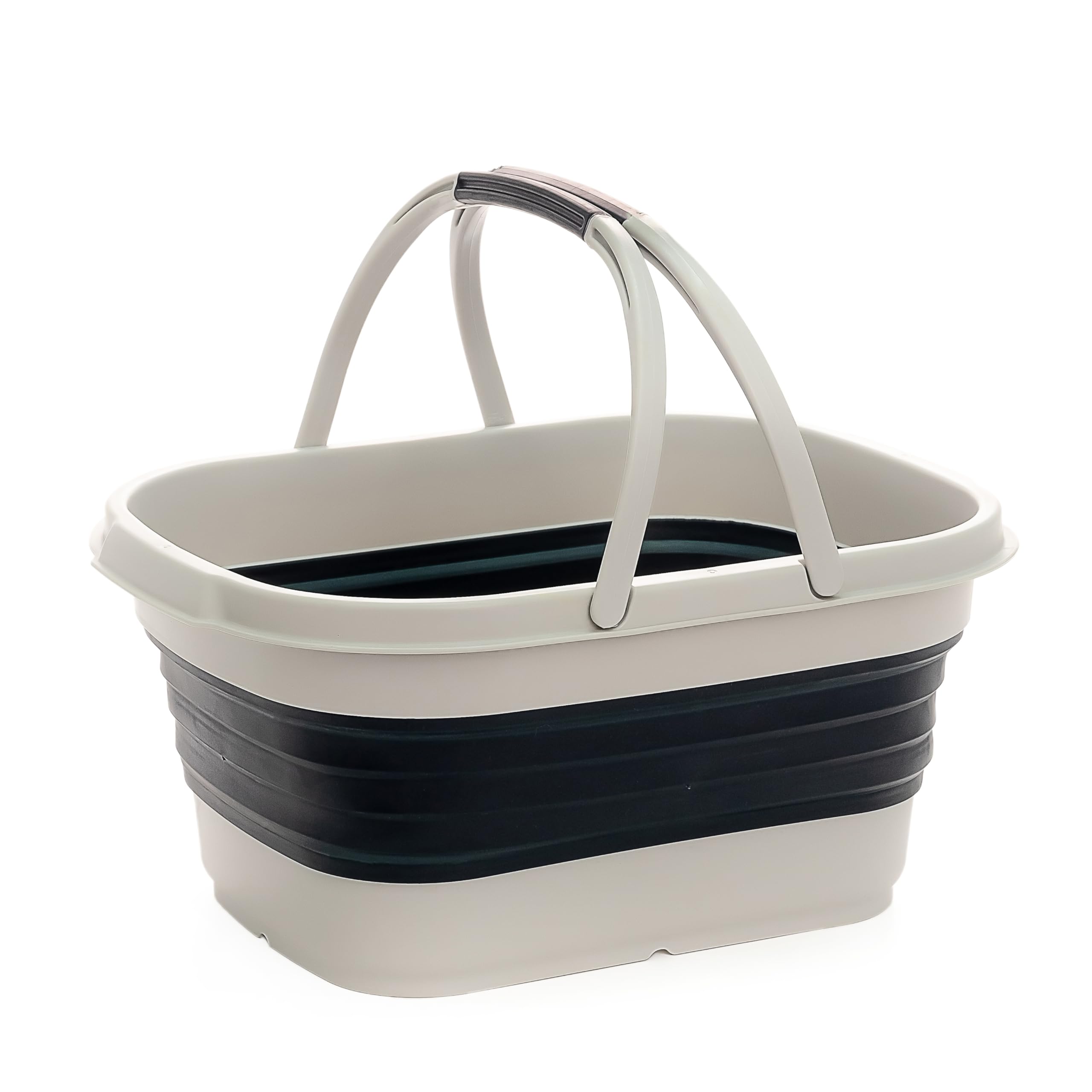 SAMMART 13L Collapsible Basket with Handle - Portable Outdoor Picnic Basket/Crater - Foldable Shopping Bag - Space Saving Storage Container (Grey/Slate Grey, 1)