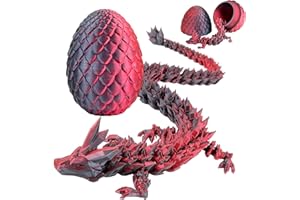YILCER 3D Printed Dragon Egg, Mystery Crystal Dragon Egg Fidget Toys Surprise, Easter Eggs Articulated Crystal Dragon Eggs with Dragon Inside (Laser Black and Red)