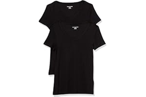 �鶹�� Essentials Women's 2-Pack Slim-Fit Short-Sleeve V-Neck T-Shirt
