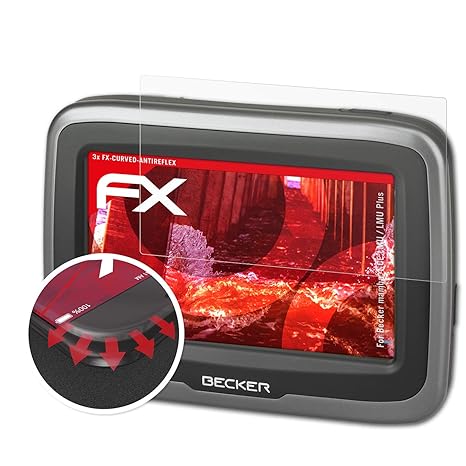 atFoliX Schutzfolie passend für Becker Mamba.4 CE LMU/LMU Plus Folie, entspiegelnde und Flexible FX Displayschutzfolie (3X)