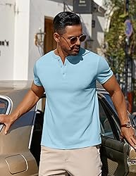 COOFANDY Men Henley Shirt Cotton T Shirts Button