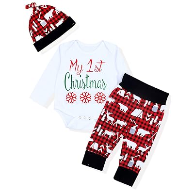 Newborn Baby Boy Christmas Outfit with Hat, Romper Nigeria Ubuy