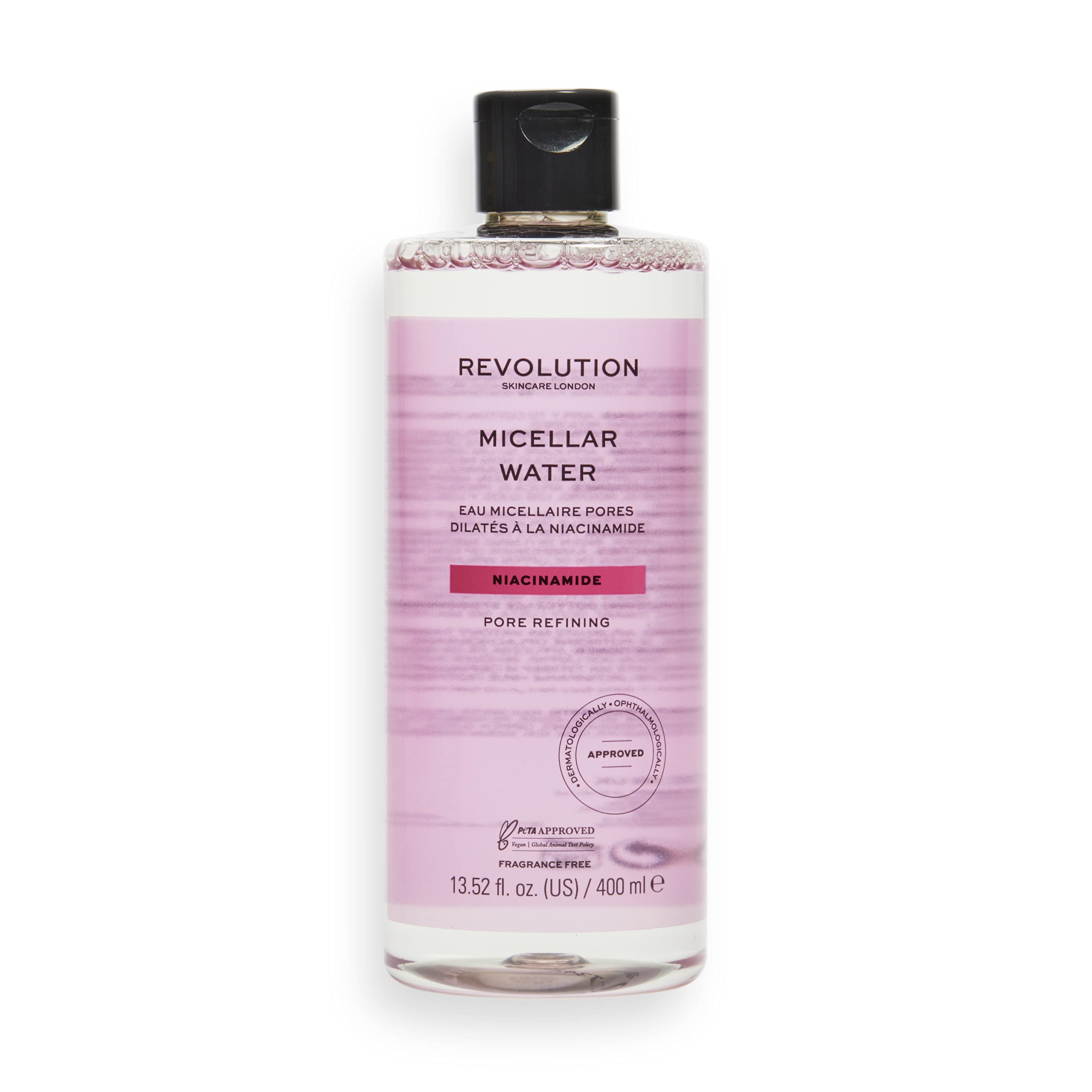 Revolution Beauty London Skincare, Niacinamide Pore Refining, Micellar Water, Makeup Remover, 400ml