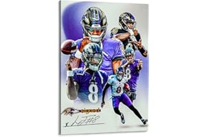 zackal Lamar Jackson Poster Sports Poster Gift Canvas Wall Art Poster Football Picture for Living Room Dining Room Bedroom (16x24 inch-Unframed,B)