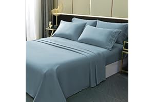LONAVA King Size Sheet Set - 6-Piece, Hotel Luxury Wrinkle-Free Microfiber, Oeko-TEX Certified, Breathable & Elastic, 16-Inch Deep Pockets, Spa Blue