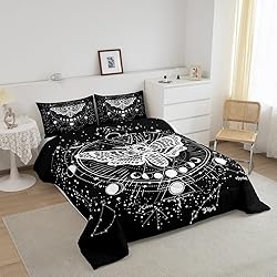 Gothic Decor Comforter Set Twin Size Boys Boho Moth