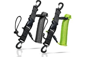 YEESOOM Scuba Diving Lanyard, Heavy Duty Stainless Steel Spring Coiled Lanyard with Quick Release Buckle - 2 Pack