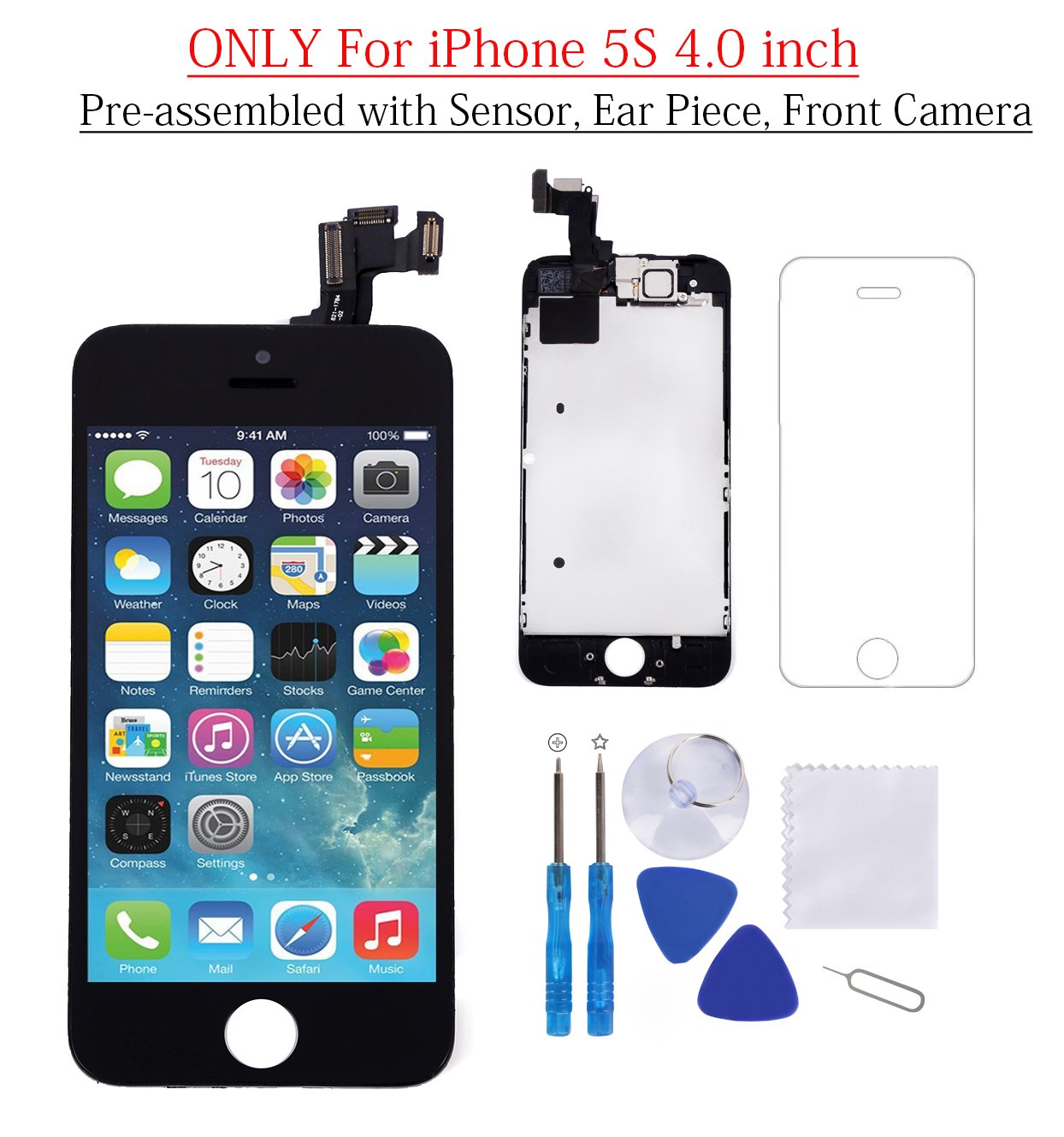 for iPhone 5S Screen Replacement Black 4.0" LCD Display Touch Digitizer  Frame Assembly Full Repair