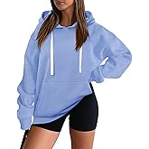 onlypuff Women Essential Hoodies Pullover Sweatshirt Long Sleeve Kangaroo Pocket Fleece Basic Sweater