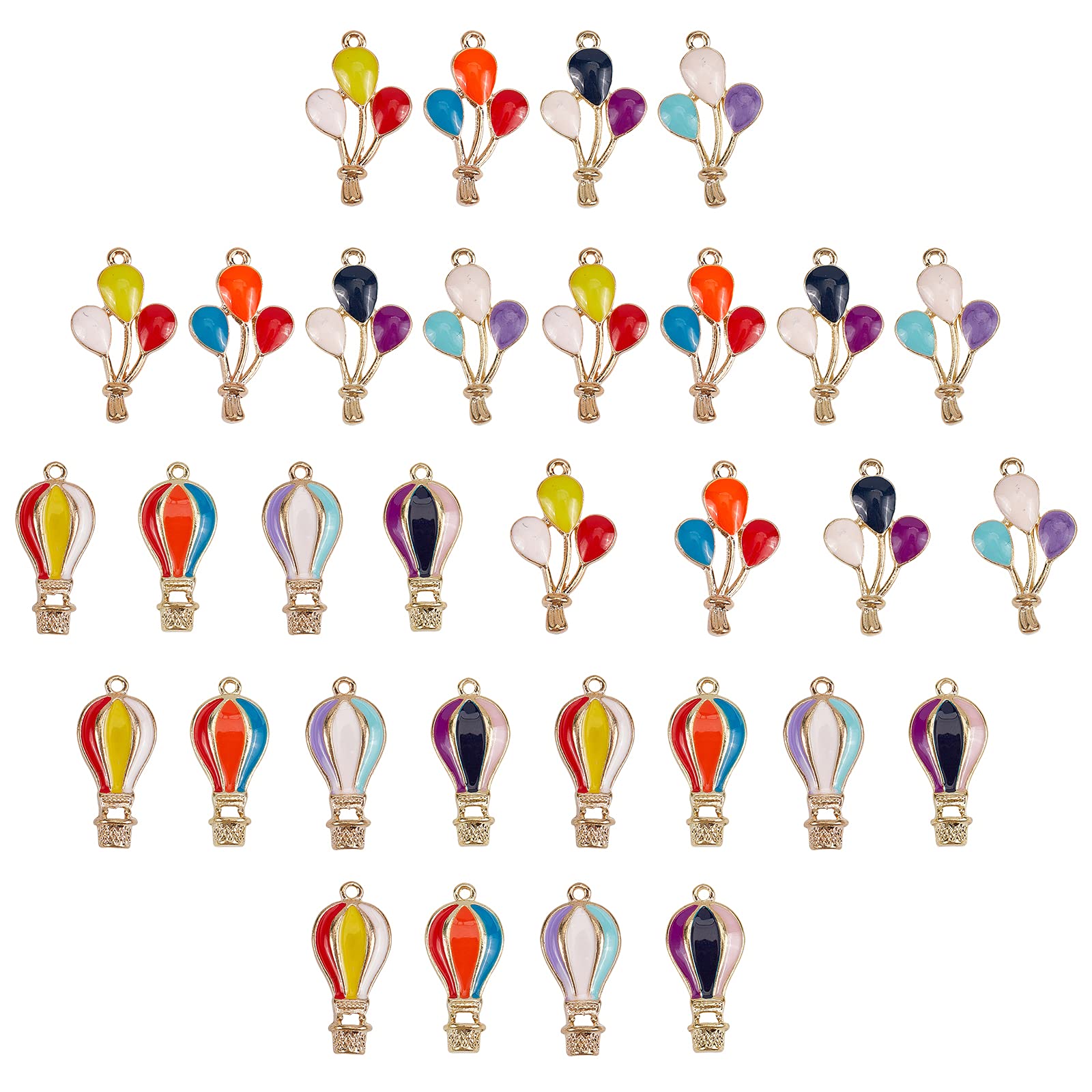 SUNNYCLUE 1 Box 32pcs Enamel Balloon Charms Hot Air Balloon Charms Pendant Balloon Alloy Enamel Charms Party Jewelry Accessories for Earrings Bracelets Necklace Jewelry Making