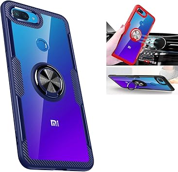 Funda Xiaomi Mi 8 Lite Case,Silicona antigolpes Carcasa TPU,PC Templado Transparente Trasero Funda,360° Giratorio Metal Anillo Kickstand,Imán de Coche Funda Case,para Xiaomi Mi 8 Lite (Azul/Negro): Amazon.com.mx: Electrónicos