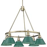 Golden Lighting Orwell 6-Light Chandelier in Aged Brass with Pine Green