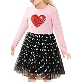 Toddler Girl Tulle Tutu Dresses Color-Changing Sequin Little Girls Long Sleeve Ruffle Birthday Party Flower Dress 1-8T