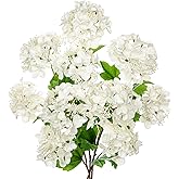 Real Touch Hydrangea Artificial Flowers 19โ Tall Artificial Hydrangea Flowers Double-Headed Faux Hydrangeas, White Hydrangeas, Realistic Silk Hydrangea for Home Decor Weddings Arrangements-5 Branches