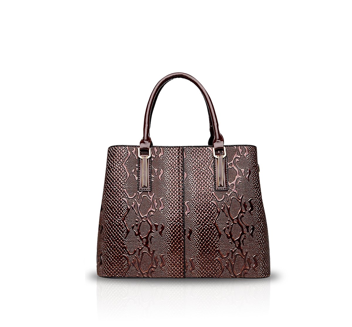 NICOLE&DORIS Fashion Women Crossbody Bag Tote Handbag Shoulder Bag Ladies Messenger Patent PU Leather Brown