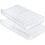 Petit Dreams Changing Pad Cover Jersey Knit Cotton for Baby Boy Or Baby Girl Doubles As Cradle Sheet, Grey Dotted Stripes & G